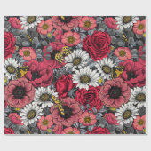 花の蛾は赤と灰色の混合 ラッピングペーパー (フラット)