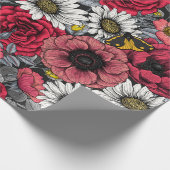花の蛾は赤と灰色の混合 ラッピングペーパー (角)
