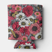 花の蛾は赤と灰色の混合 缶クーラー (裏面)