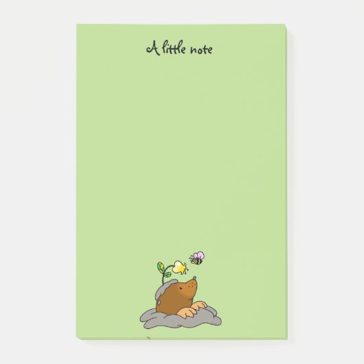 花の蜂が付いているかわいいモル漫画 ポストイット (正面)