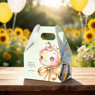 花の蜂の巣と小さな蜂のベイビーシャワー フェイバーボックス