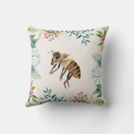 花の蜂の枕 クッション (裏面)