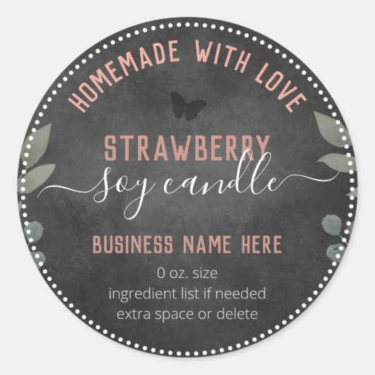 花の蝶のカスタム業務用キャンドル ラウンドシール (正面)