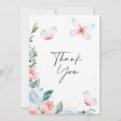 花の蝶のキス ベビーシャワー 感謝カード 招待状 (裏面)