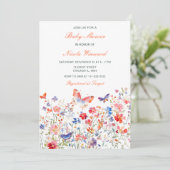 花の蝶のベビーシャワー 招待状 (スタンド正面)