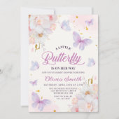 花の蝶の女の子のベビーシャワーの招待状 招待状 (正面)