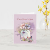 花の蝶の暖かい復活祭の願いの瓶 カード (黄色い花)