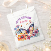 花の蝶ガールズバースデーパーティー フェイバーバッグ (クリップ留めされた状態)