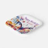 花の蝶ガールズバースデーパーティー ペーパープレート (傾斜あり)