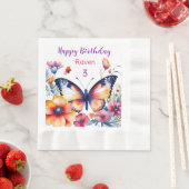 花の蝶ガールズバースデーパーティー 縁ありランチョンナプキン (インサイチュ)