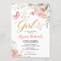 花の蝶女の子のベビーシャワー