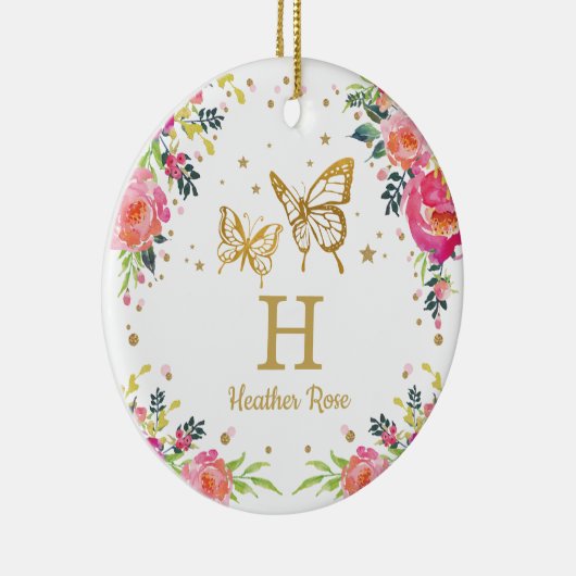 花の蝶第1初めてのクリスマスの写真 セラミックオーナメント (右)