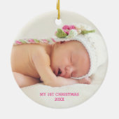 花の蝶第1初めてのクリスマスの写真 セラミックオーナメント (裏面)