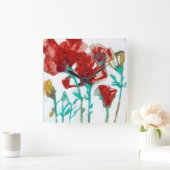 花の表現II スクエア壁時計 (ホーム)