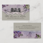 花の裁縫の指ぬきの刺繍の裁縫婦 名刺 (正面/裏面)