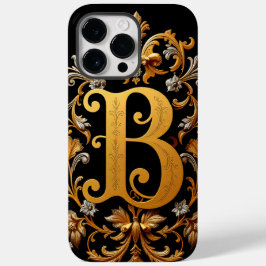 花の装飾が施されたエレガントなゴールドの文字B Case-Mate iPhone 14 PRO MAXケース