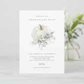 花の装飾が施されたカボチャの感謝祭の食事への招待 招待状 (スタンド正面)