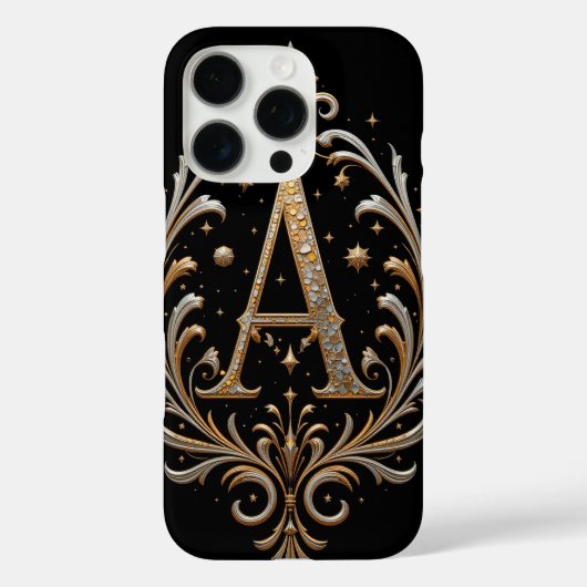 花の装飾が施された金の文字A Case-Mate iPhoneケース (裏面)