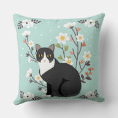 花の装飾用クッションの美しいタキシード猫 クッション (裏面)