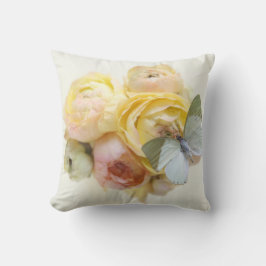 花の装飾用クッションの薄緑の蝶 クッション