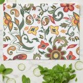 花の装飾的なパターンが付いている台所タオル キッチンタオル (折り畳み)