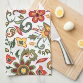 花の装飾的なパターンが付いている台所タオル キッチンタオル (四つ折り)