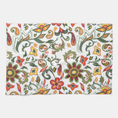花の装飾的なパターンが付いている台所タオル キッチンタオル (横)