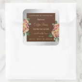 花の製品包装ラベル茶と銀 スクエアシール (バッグ)