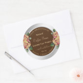 花の製品包装ラベル茶と銀 ラウンドシール (封筒)