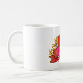 花の要素が付いた真実の愛のハートリボン コーヒーマグカップ (左)
