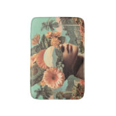 花の要素を取り入れた超現実的な女性の肖像画 バスマット (正面縦)