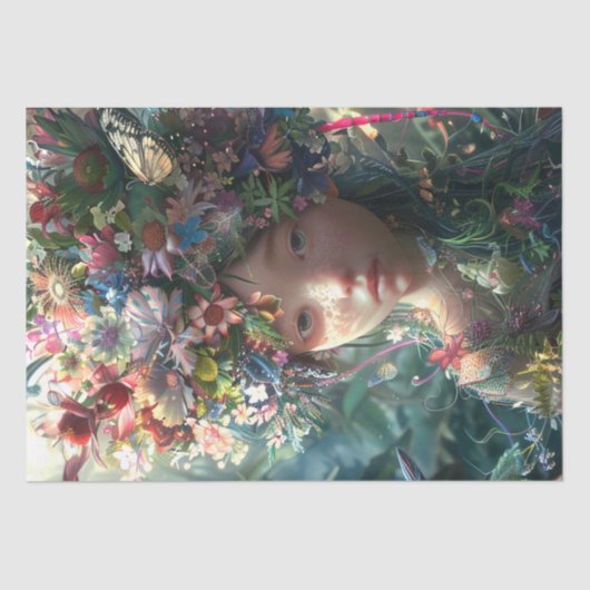 花の覆われた妖精の女の子の切り離し 薄葉紙 (正面)