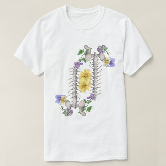 花の解剖学 - 脊椎・寛骨 Tシャツ (デザイン正面)