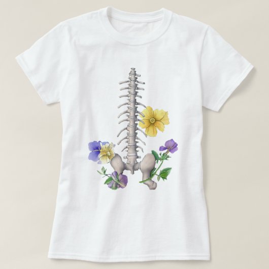 花の解剖学 - 脊椎・寛骨 Tシャツ (デザイン正面)