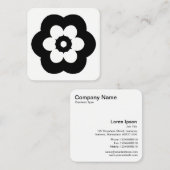 花の記号 – 白の上に黒 スクエア名刺 (正面/裏面)