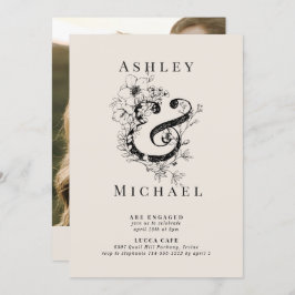 花の記号QRコード ブラッシュ フォト 婚約 招待状