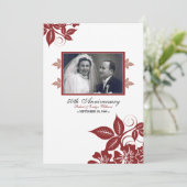 花の記念日パーティー招待状（赤） 招待状 (スタンド正面)