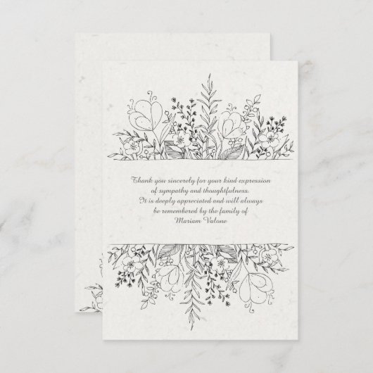 花の記憶の死別のサンキューカード サンキューカード (正面/裏面)