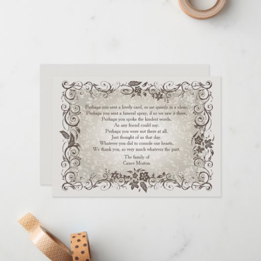 花の記憶の死別はNotecard感謝していしています ノートカード (正面/裏面インサイチュ)