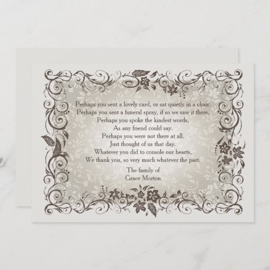 花の記憶の死別はNotecard感謝していしています ノートカード (正面/裏面)