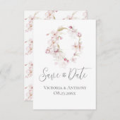 花の誓い ピンクの結婚式 Save the Date (正面/裏面)