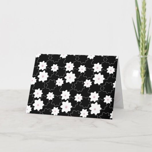 花の誕生日にピンクの真珠 カード (正面)