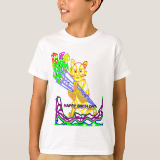 花の誕生日ねこ Tシャツ
