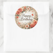 花の誕生日の願い ラウンドシール (バッグ)