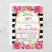 花の誕生日パーティーへの招待 招待状 (正面/裏面)