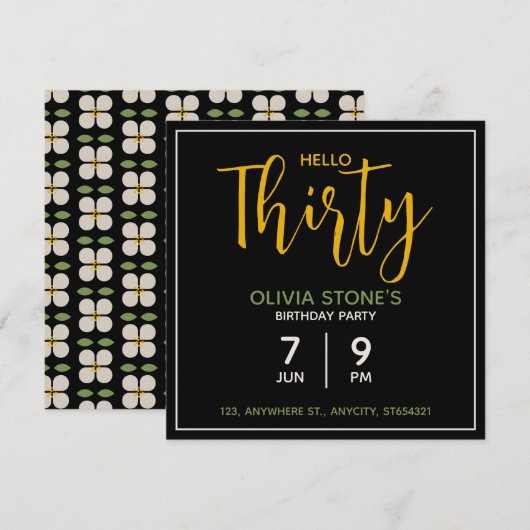 花の誕生日パーティー招待状 | オーダーメイドカード 招待状 (正面/裏面)