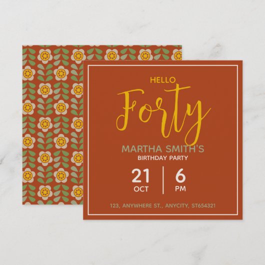 花の誕生日パーティー招待状 | オーダーメイドカード 招待状 (正面/裏面)