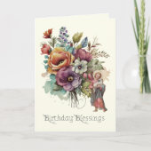 花の誕生日宗教的 イエス キリスト教 サンキューカード (正面)