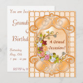 花の誕生日招待状のアナウンス 招待状 (正面/裏面)