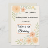 花の誕生日招待状 招待状 (正面/裏面)